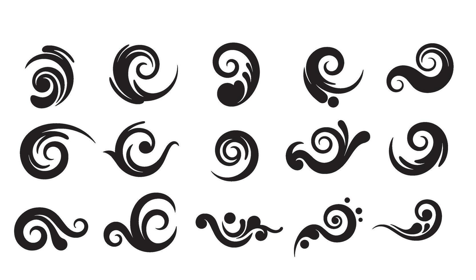 Collection of elegant decorative swirls and flourishes suitable for graphic design elements and decorative accents vector