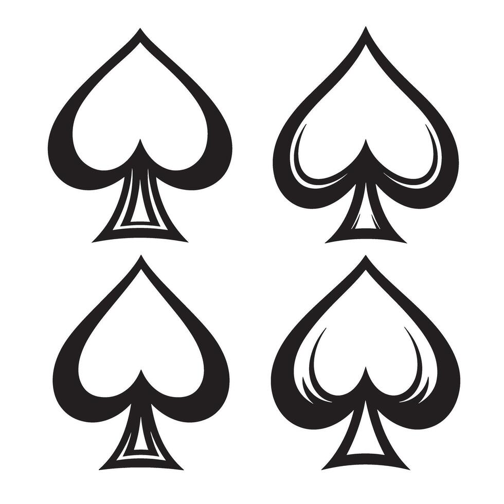 Decorative ornament set of four black spade playing card symbols isolated on white vector