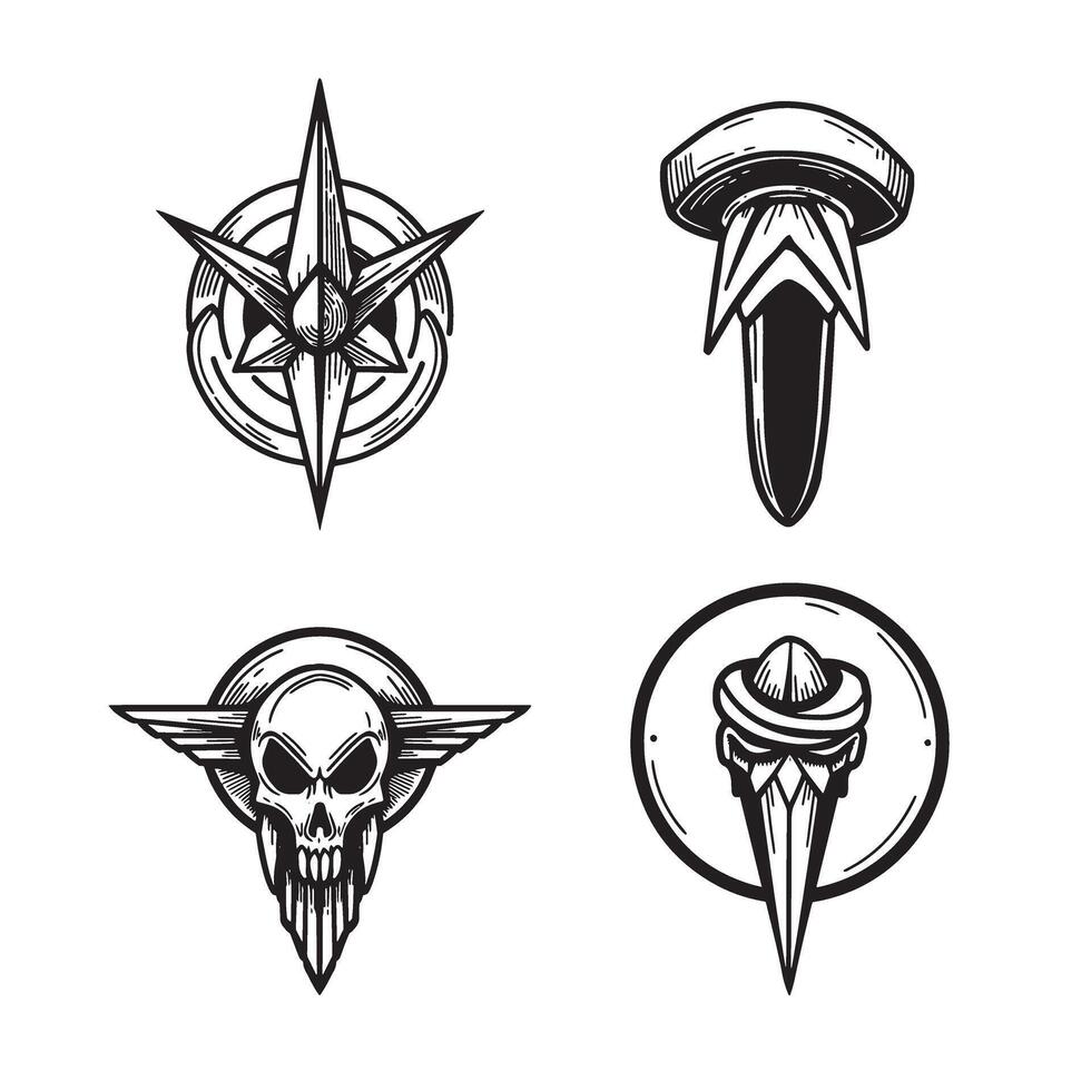 Decorative ornament set of hand drawn elements in retro vintage style vector