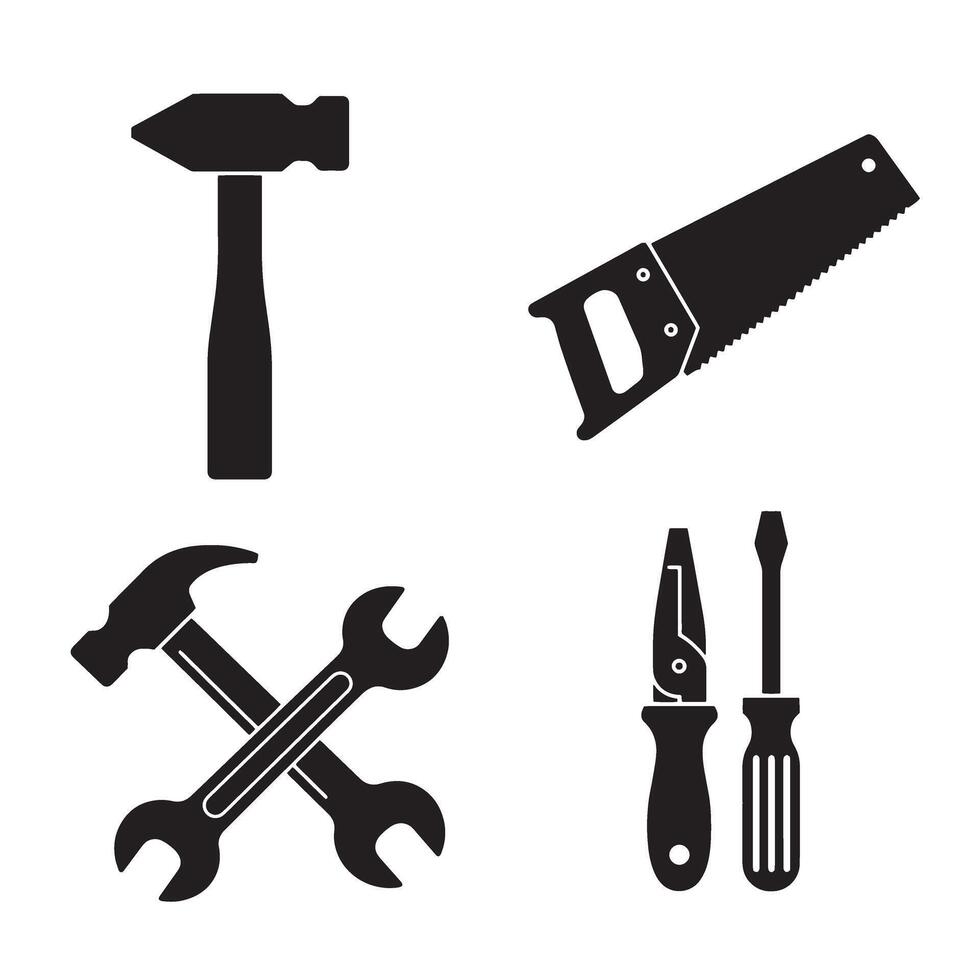 illustration of a tool set isolated on white vector