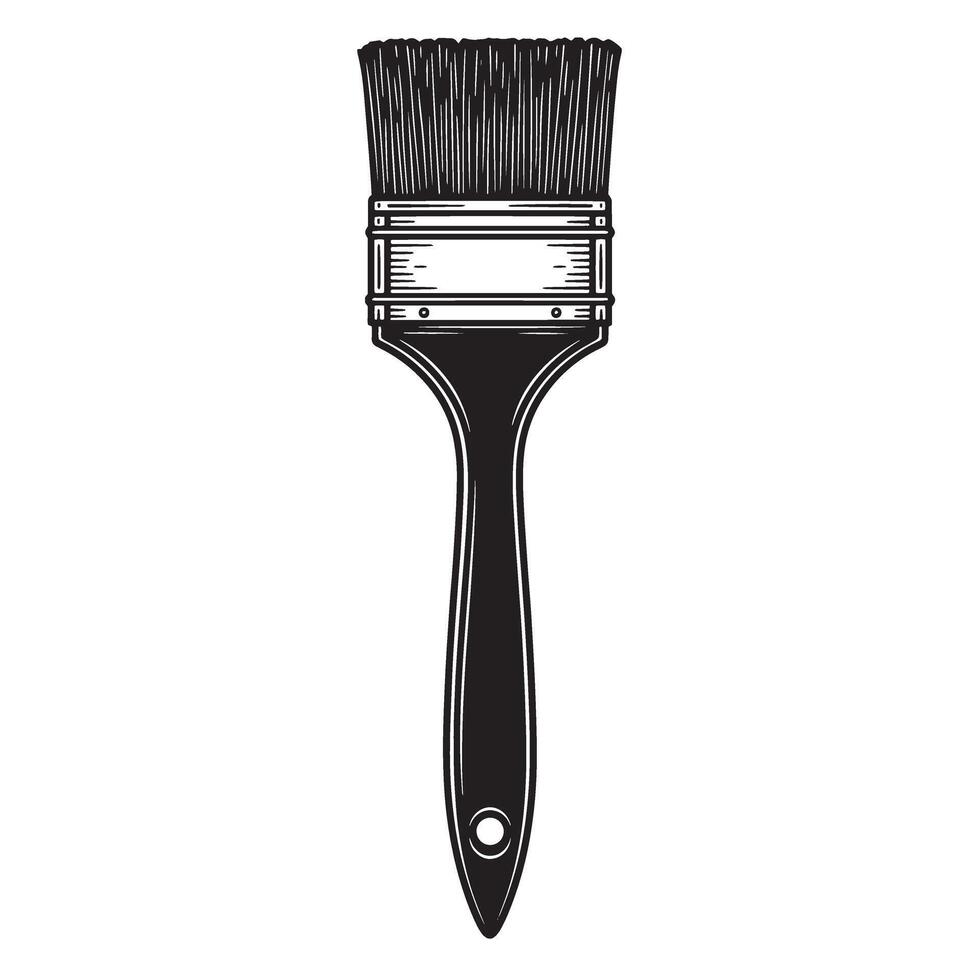 Detailed monochrome illustration of a vintage paint brush in a clean and simple design for decorative ornament set vector