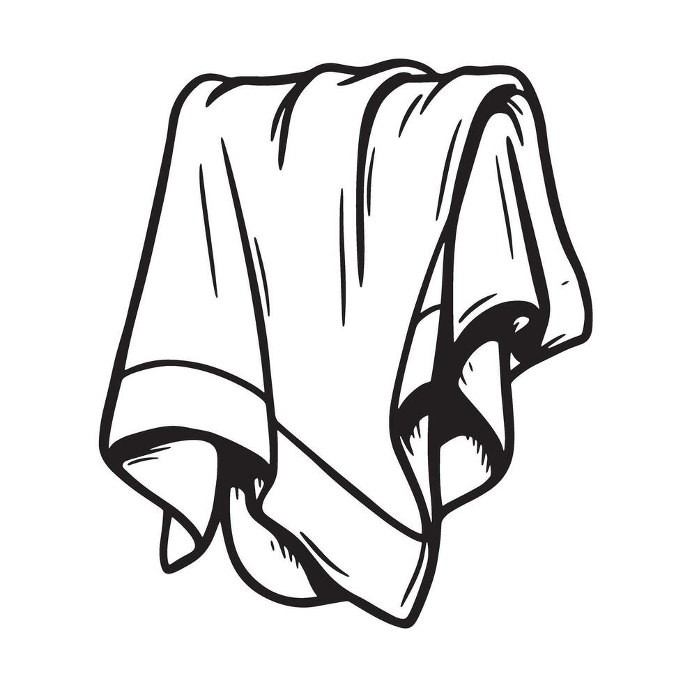 Black and white hanging towel ornament set illustration in a simple decorative style vector