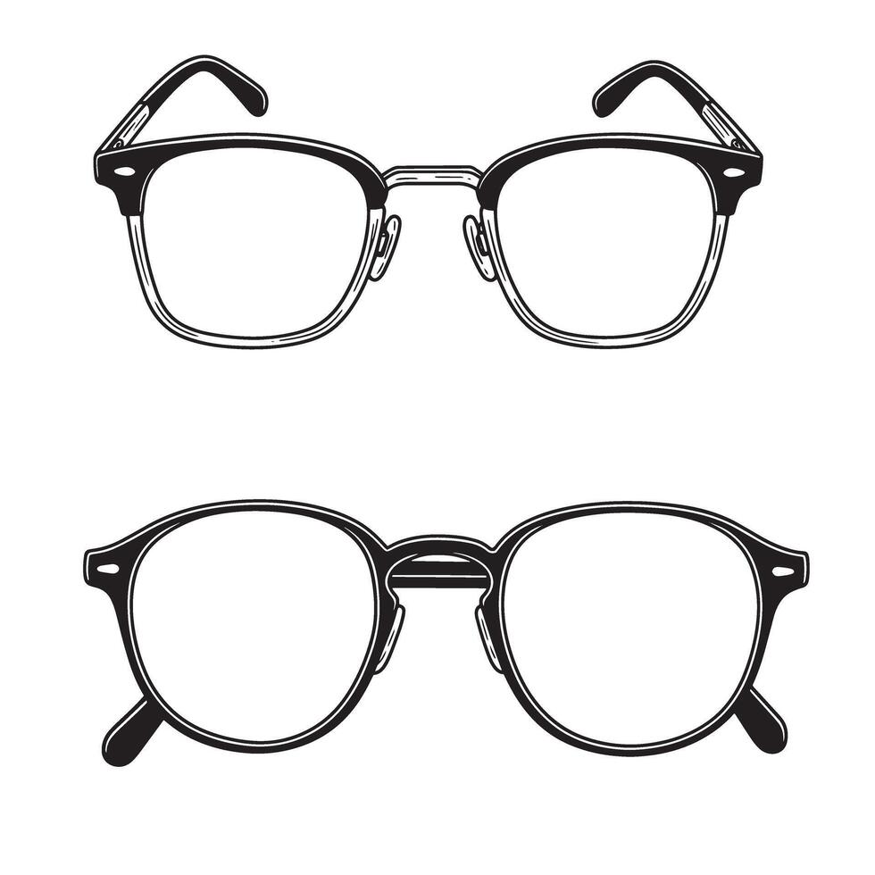 Classic eyeglasses ornament set in black and white illustration on a clean background vector