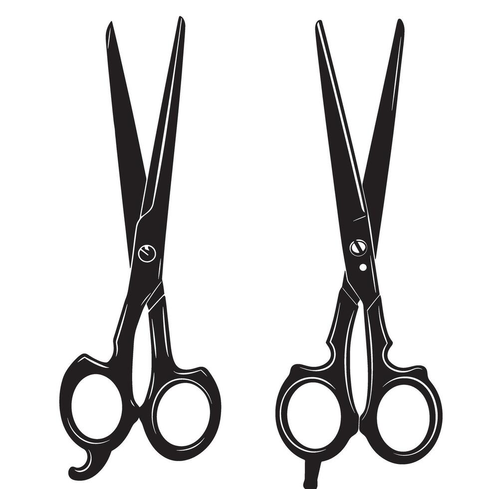 Silhouettes of professional hairdressing scissors in a stylish ornament set for barber shops and salons vector