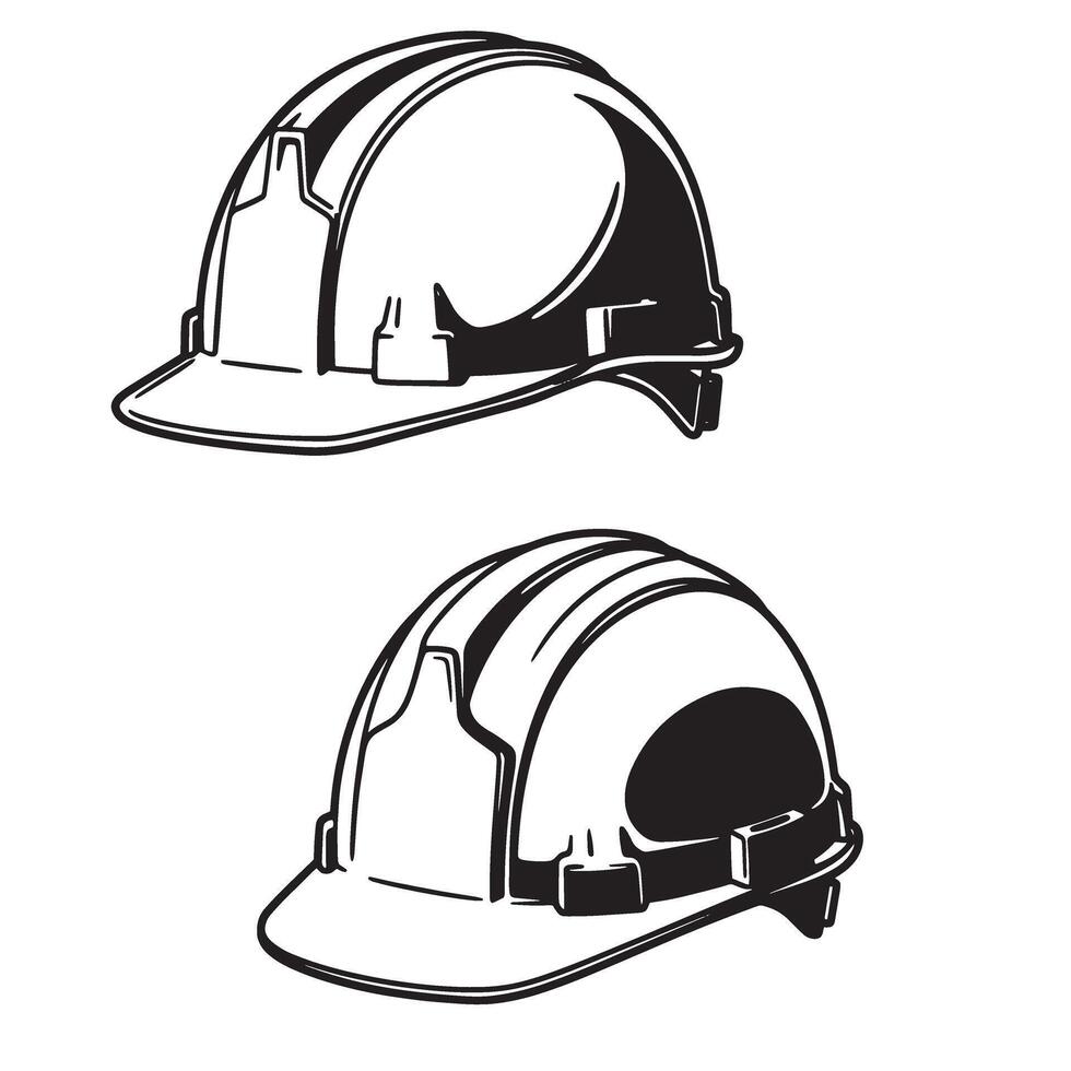 illustration of two safety construction helmets in black and white an ornament set vector
