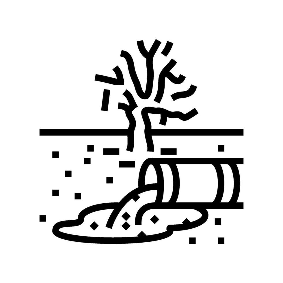 sick tree near leak chemical pollution line icon illustration vector