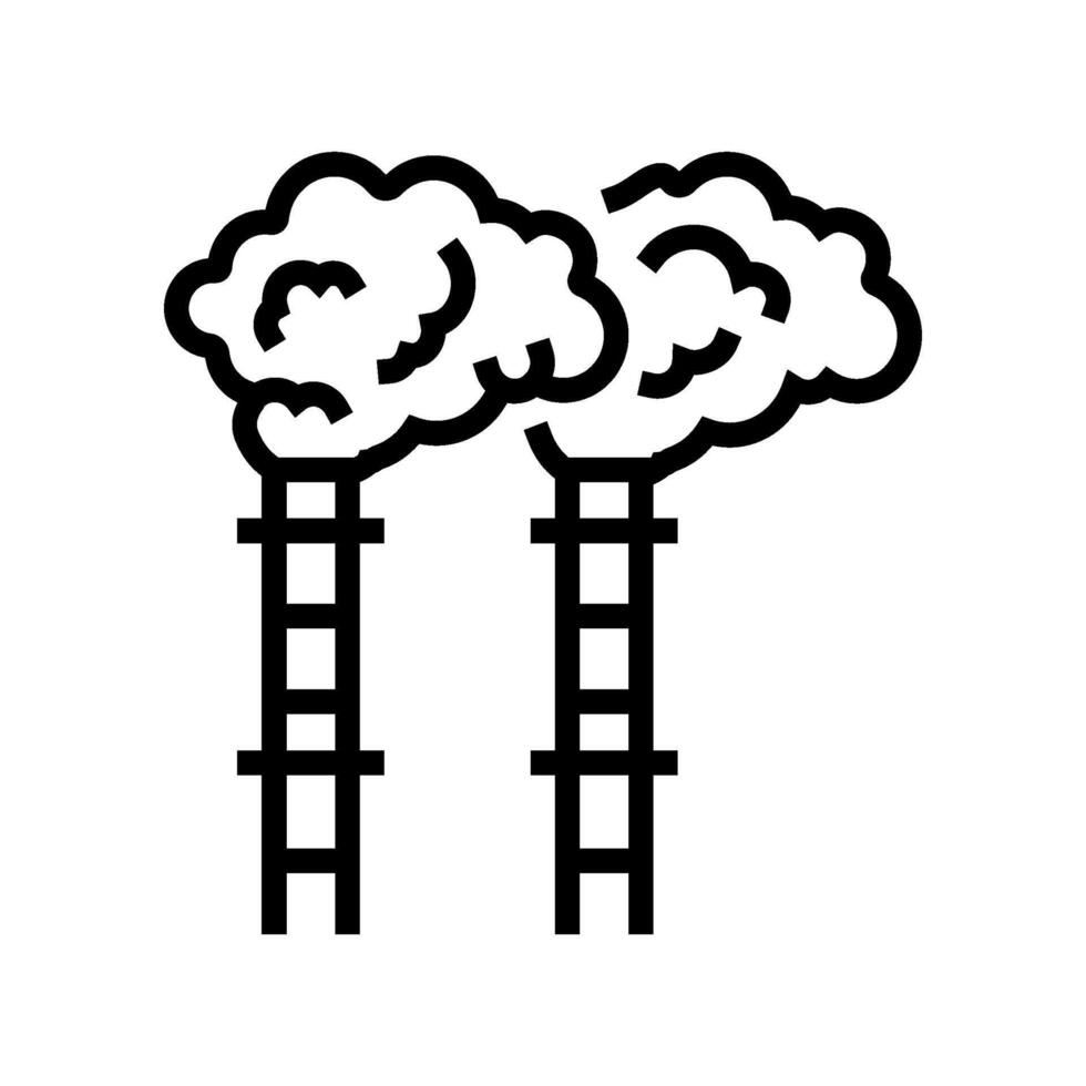 factory chimneys releasing smoke chemical pollution line icon illustration vector