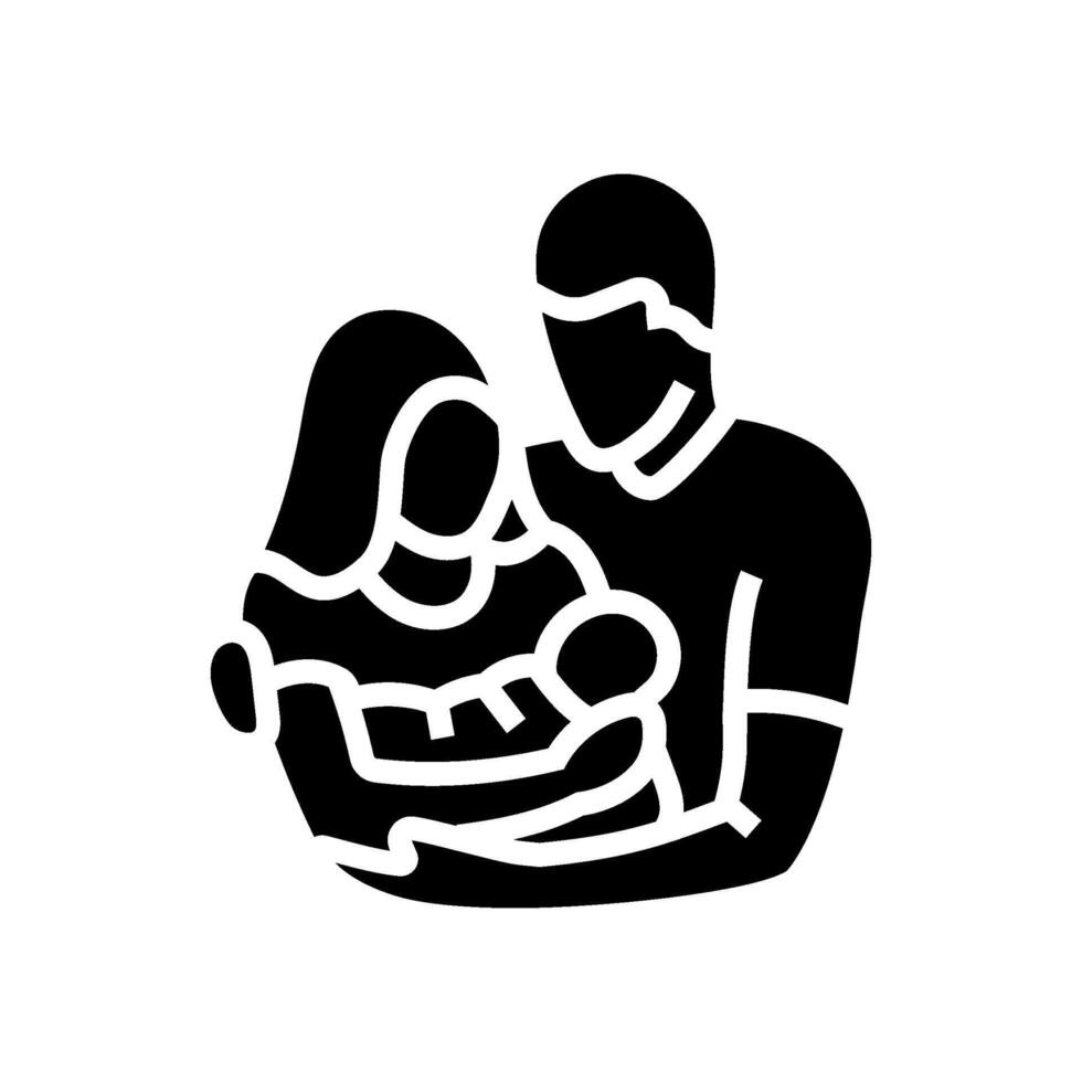 parents holding newborn baby glyph icon illustration vector