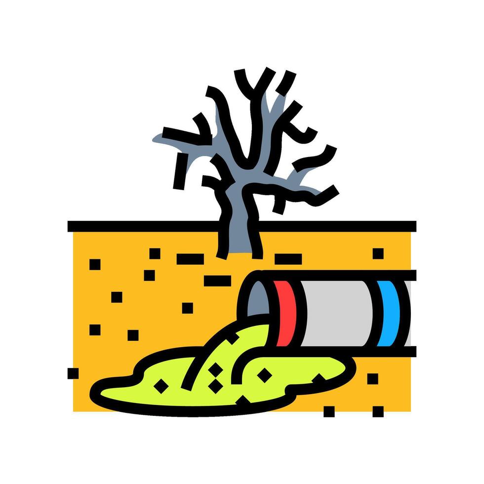 sick tree near leak chemical pollution color icon illustration vector