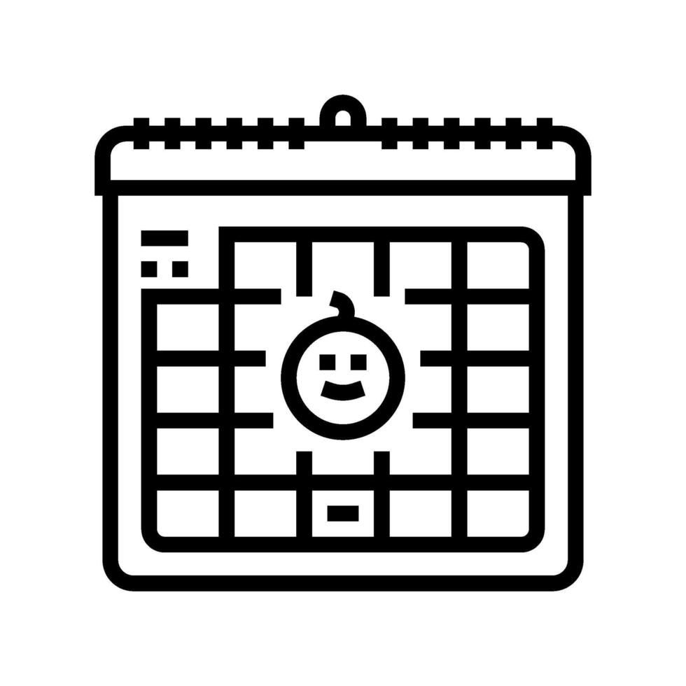 pregnancy calendar marked due date line icon illustration vector