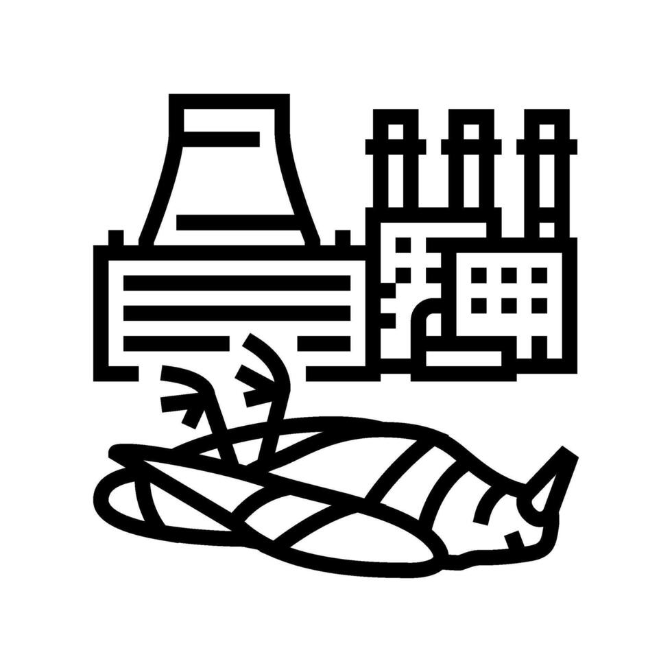 dead birds near factory chemical pollution line icon illustration vector