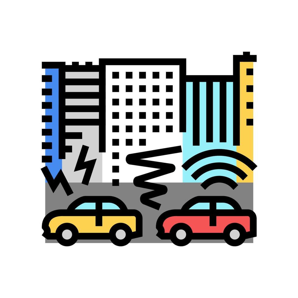car horn blaring noisy city street color icon illustration vector