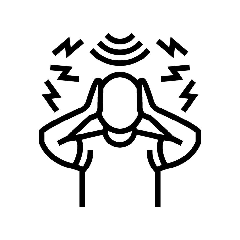 person covering ears due loud noise line icon illustration vector