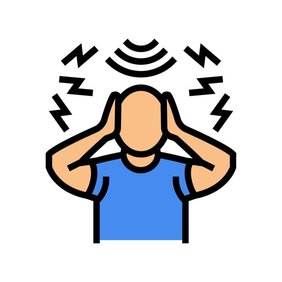 person covering ears due loud noise color icon illustration vector