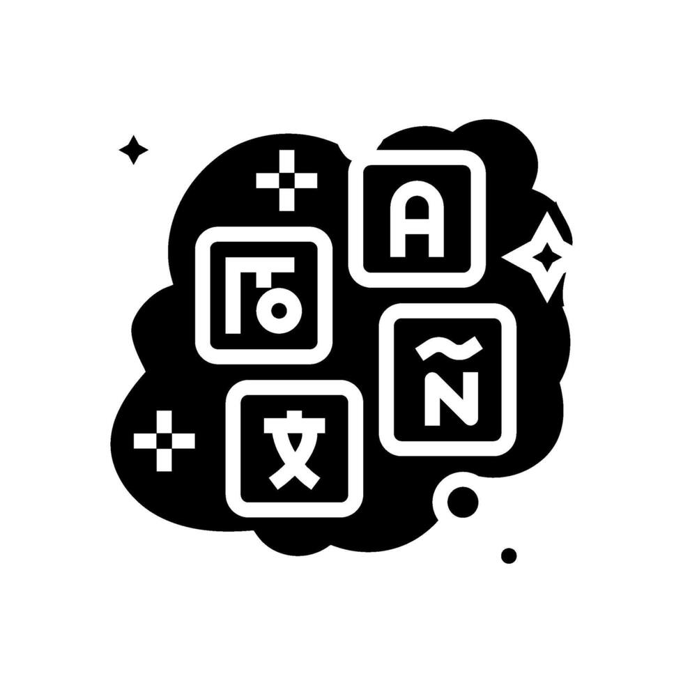 learning new language dream glyph icon illustration vector