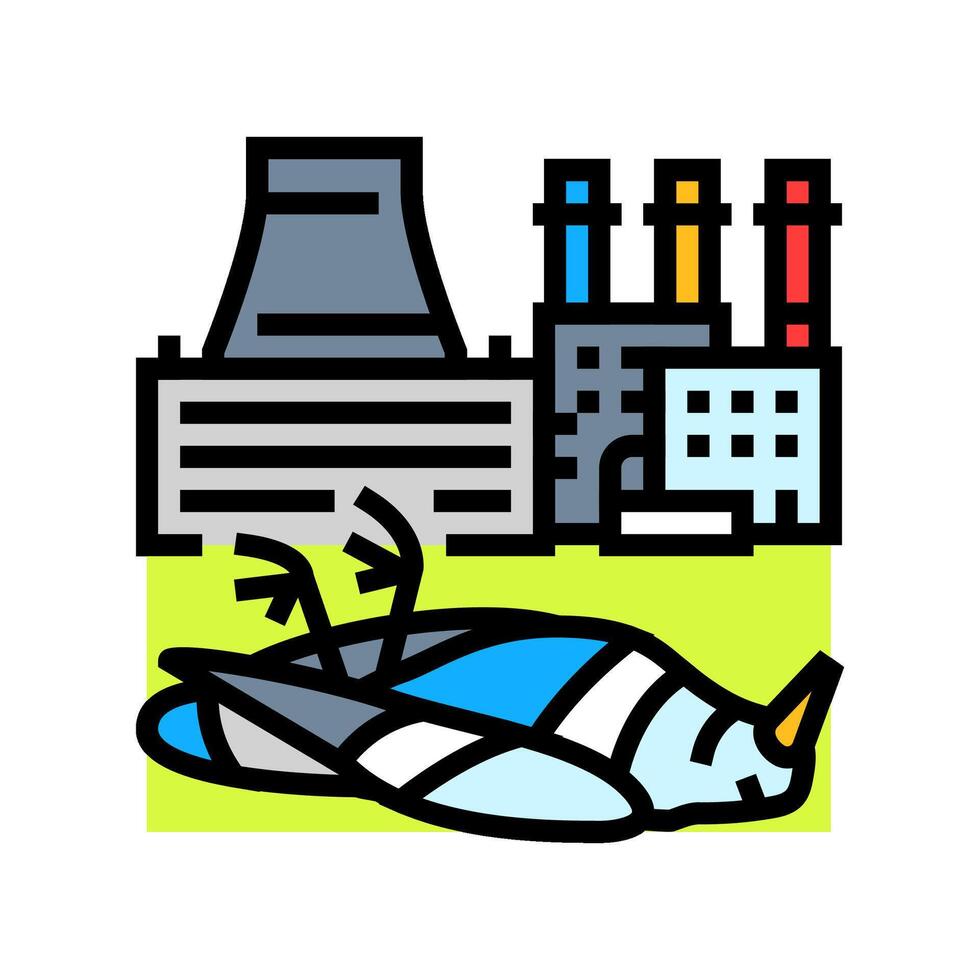 dead birds near factory chemical pollution color icon illustration vector