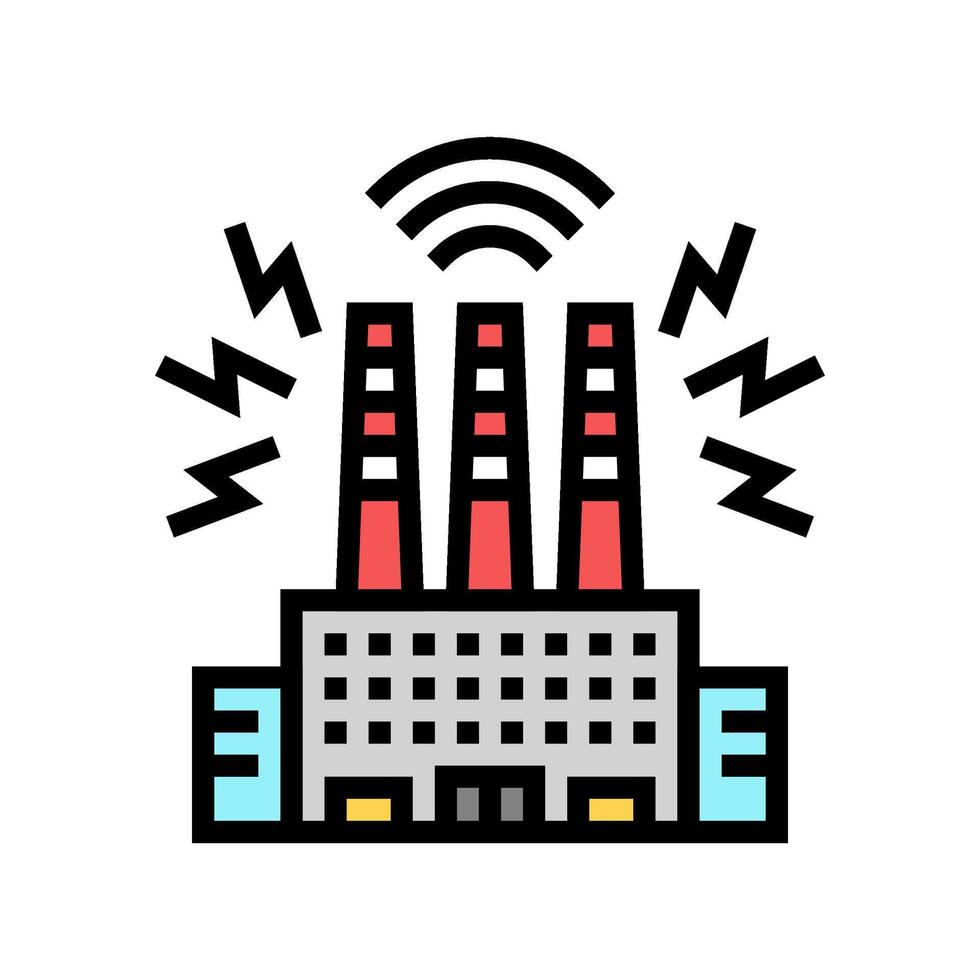factory visible sound waves coming out of exhausts color icon illustration vector