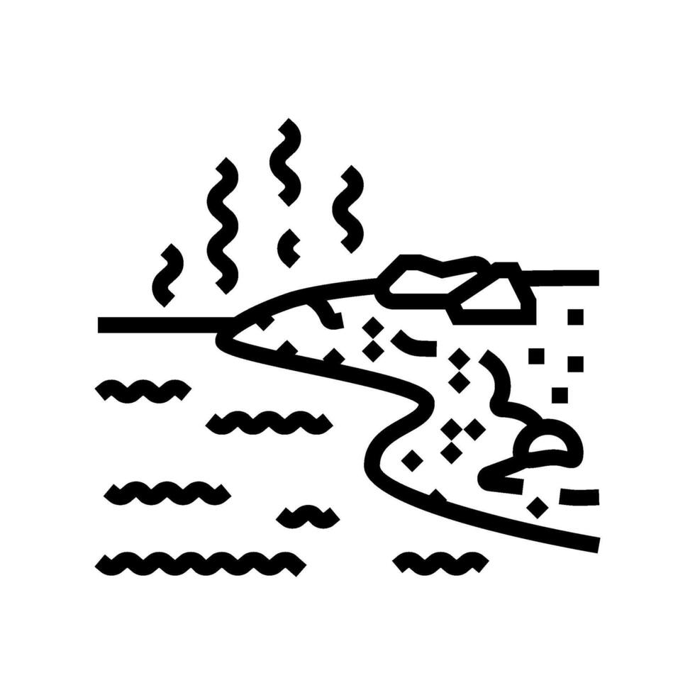 contaminated riverbank line icon illustration vector