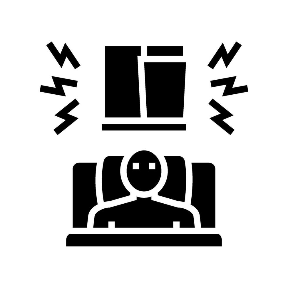 person trying sleep loud noise outside glyph icon illustration vector