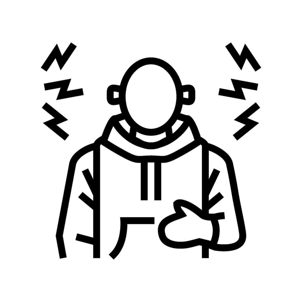 pedestrian holding earplugs noisy environment line icon illustration vector