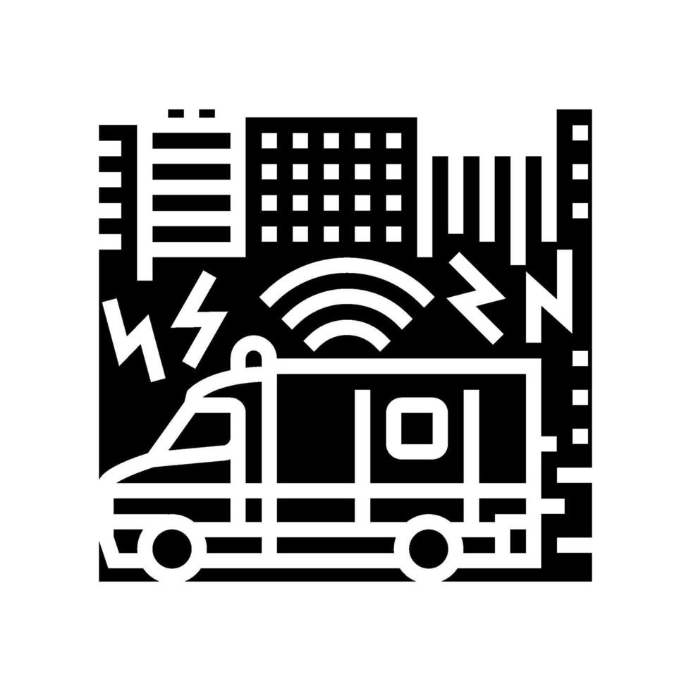 emergency vehicle sirens busy street glyph icon illustration vector