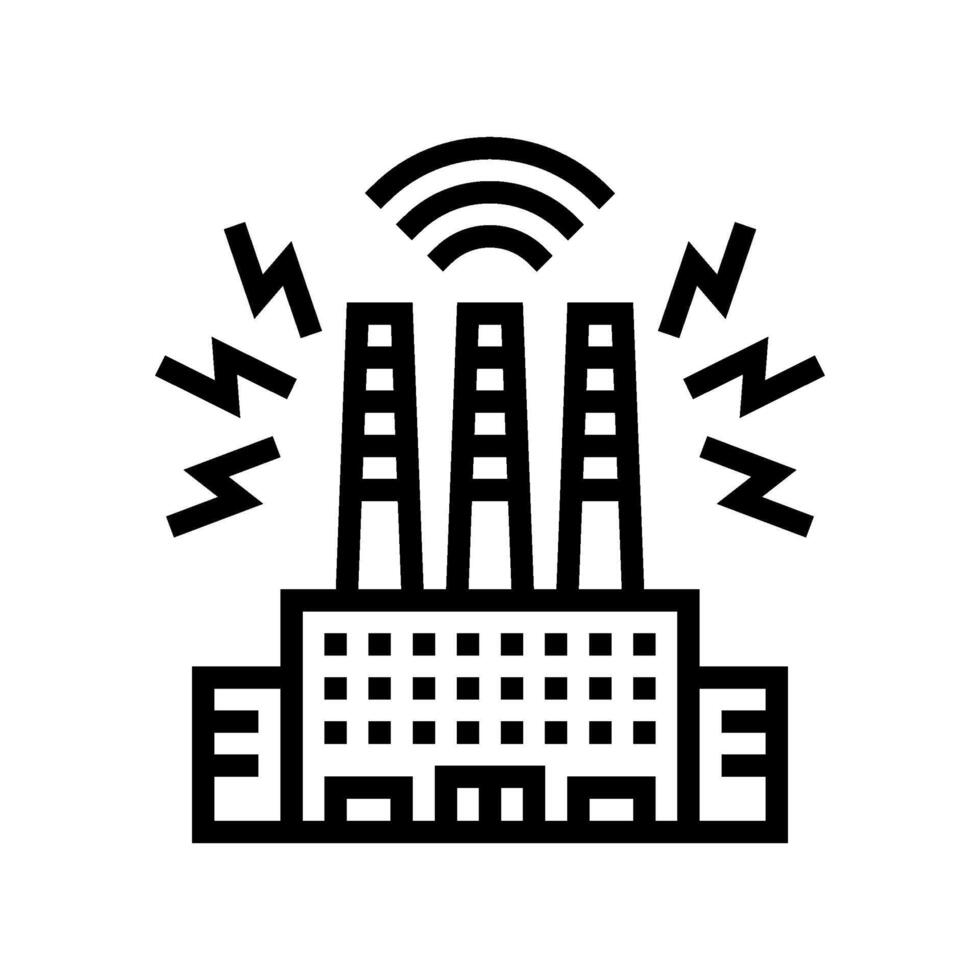 factory visible sound waves coming out of exhausts line icon illustration vector