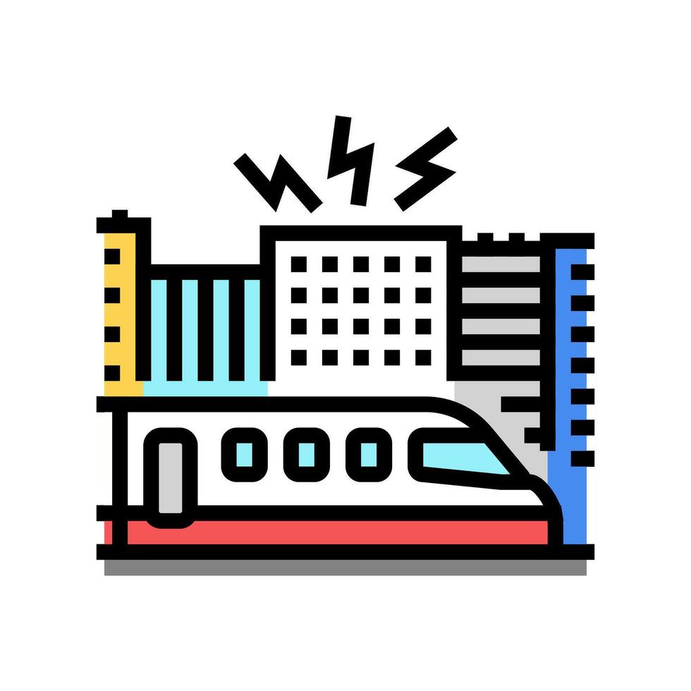 train creating loud sound city color icon illustration vector