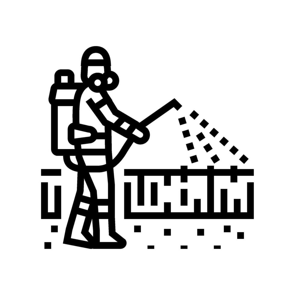 spraying pesticides line icon illustration vector