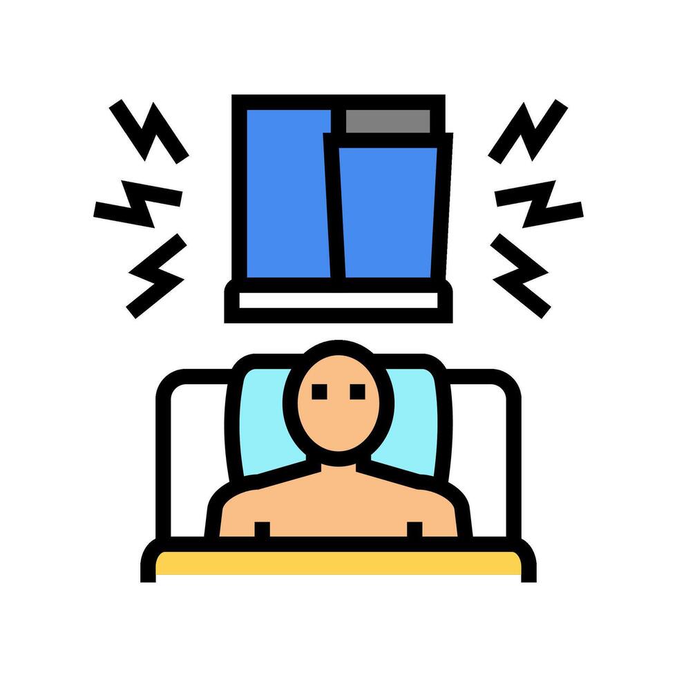 person trying sleep loud noise outside color icon illustration vector