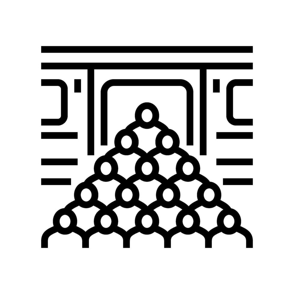 crowded public transportation platform line icon illustration vector