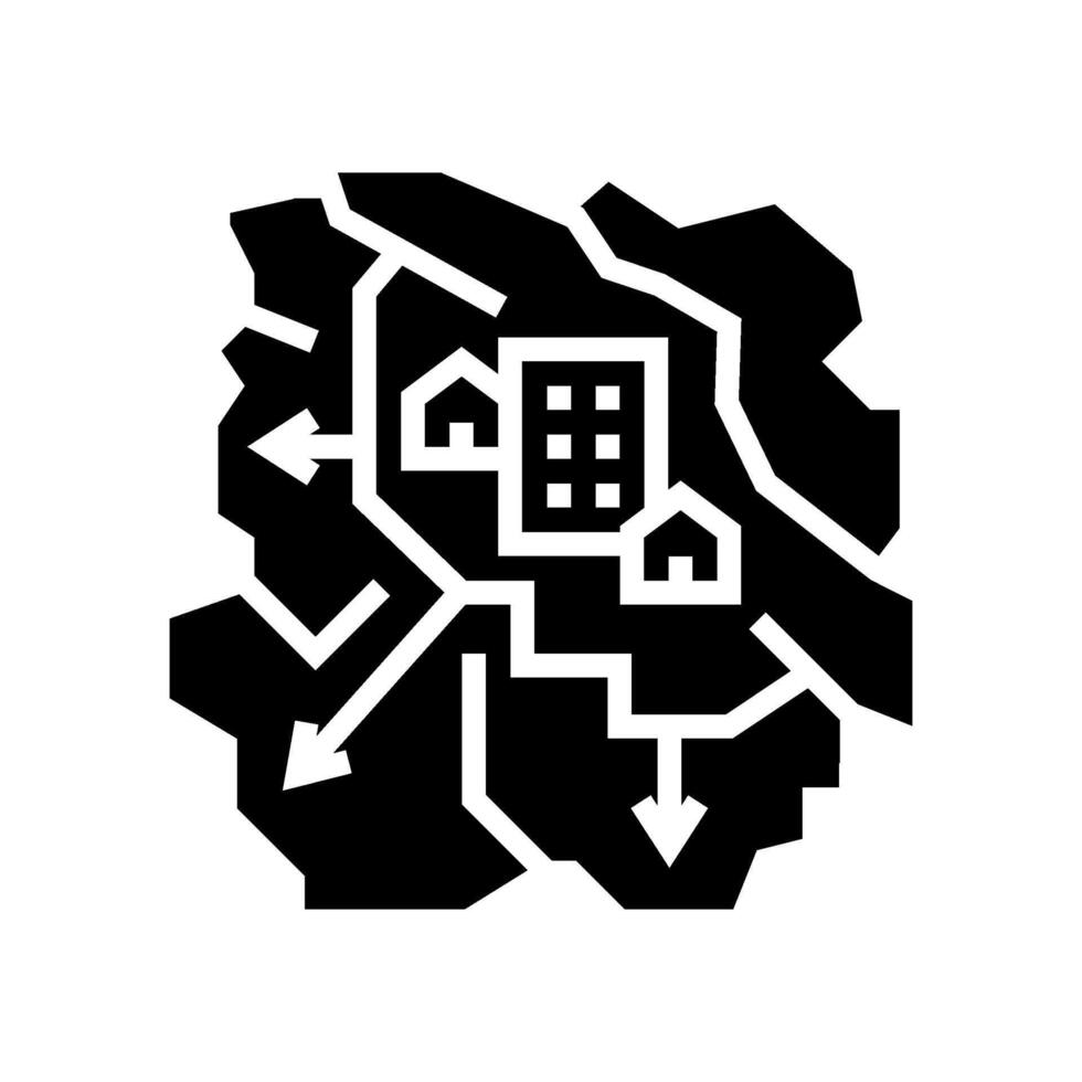 expansion of city borders map glyph icon illustration vector