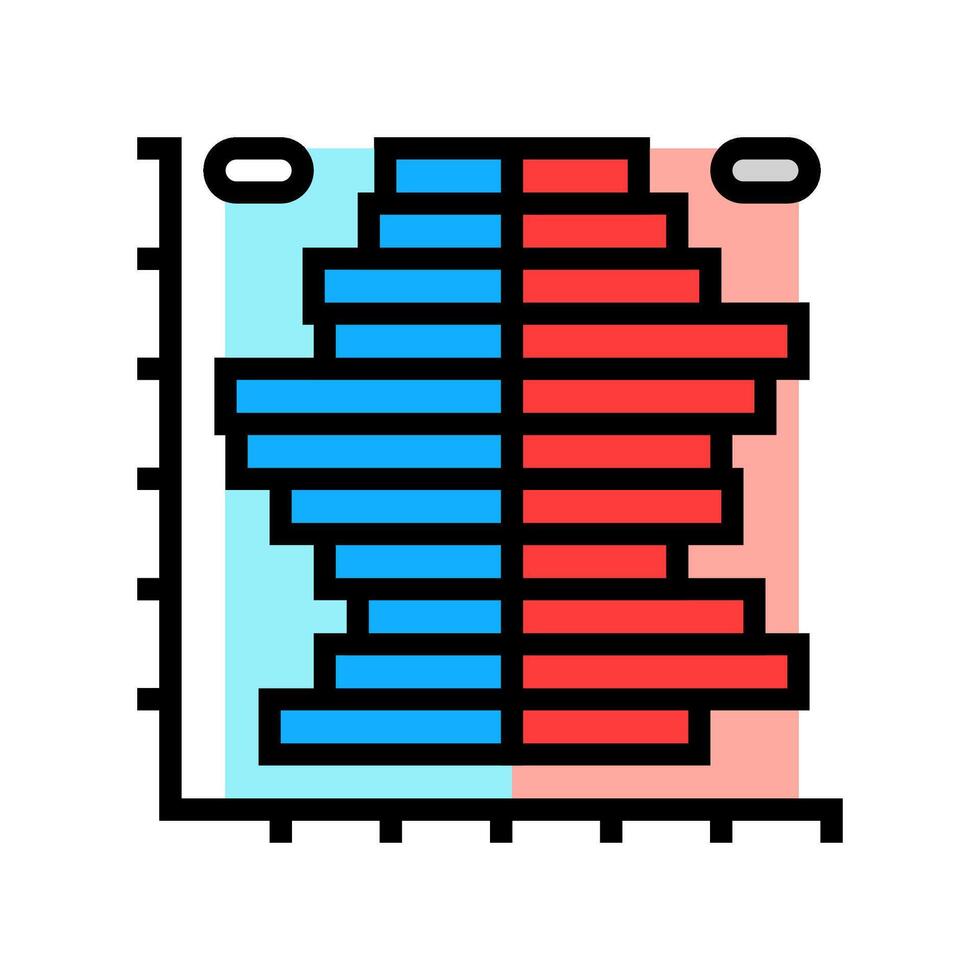 population pyramid chart color icon illustration vector