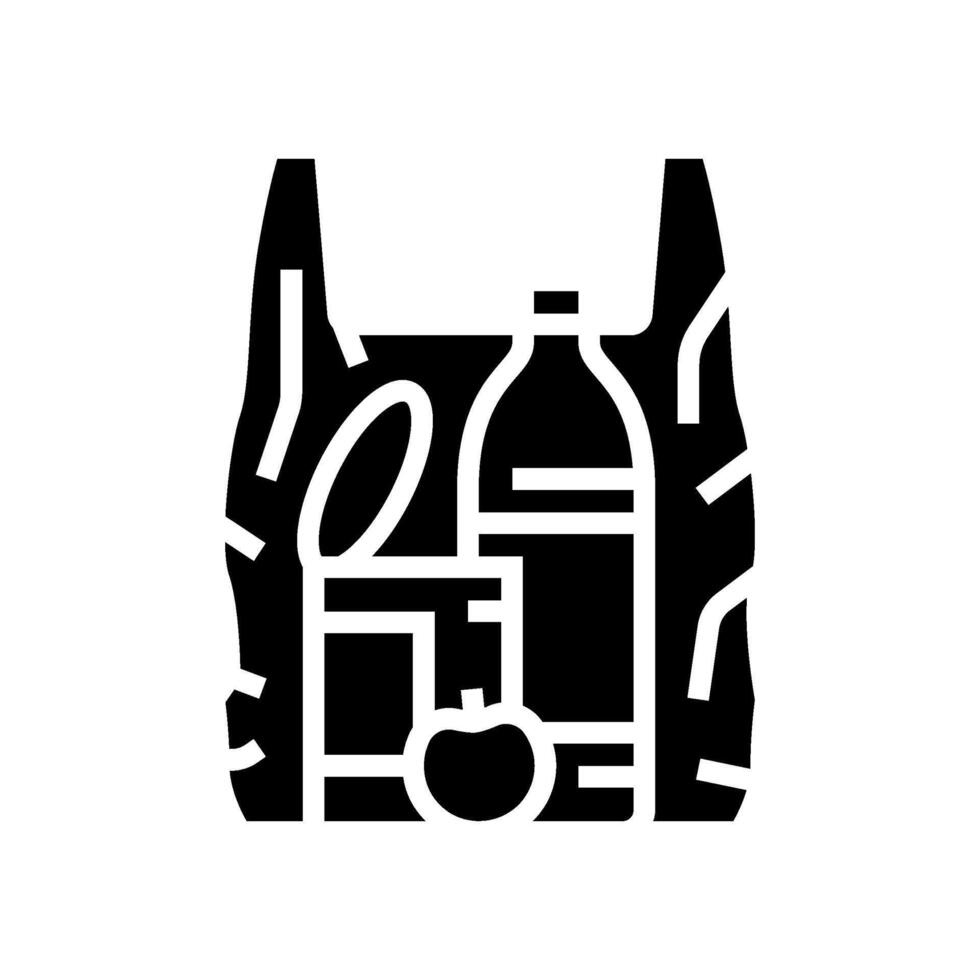 minimal groceries shopping bag glyph icon illustration vector