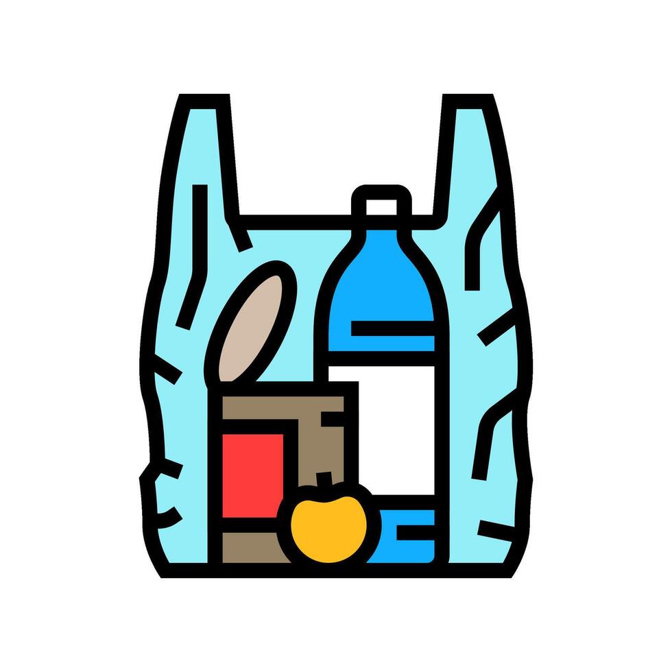 minimal groceries shopping bag color icon illustration vector