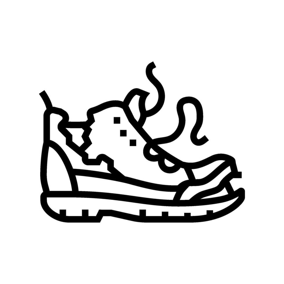 worn out shoes line icon illustration vector