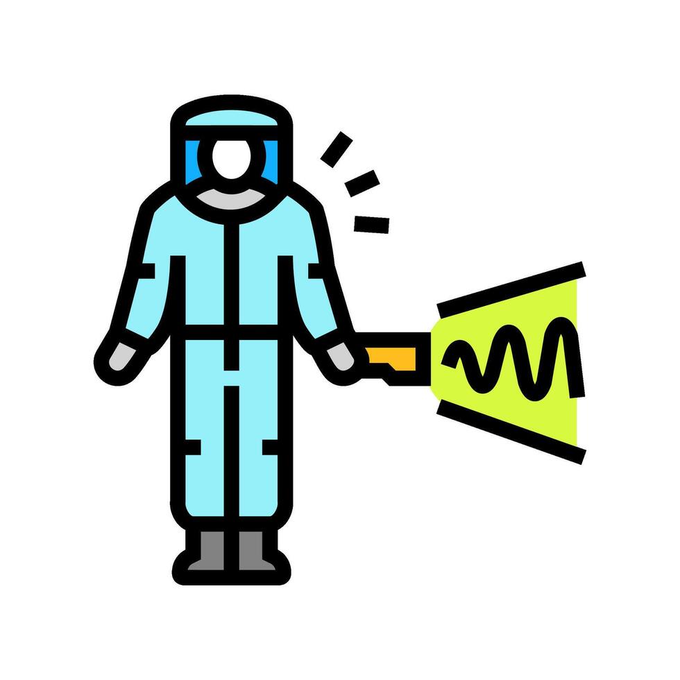 person holding geiger counter contaminated zone color icon illustration vector