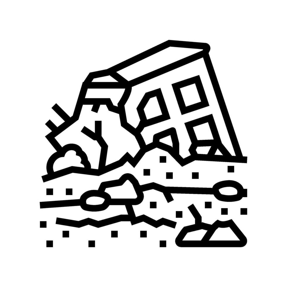 destroyed landscape radiation radioactive pollution line icon illustration vector
