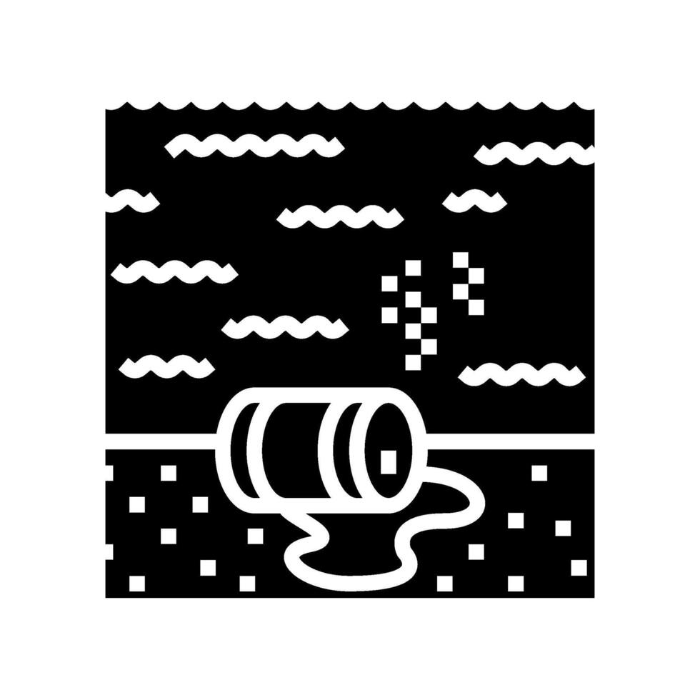 radiactive waste leaking into ocean radioactive pollution glyph icon illustration vector