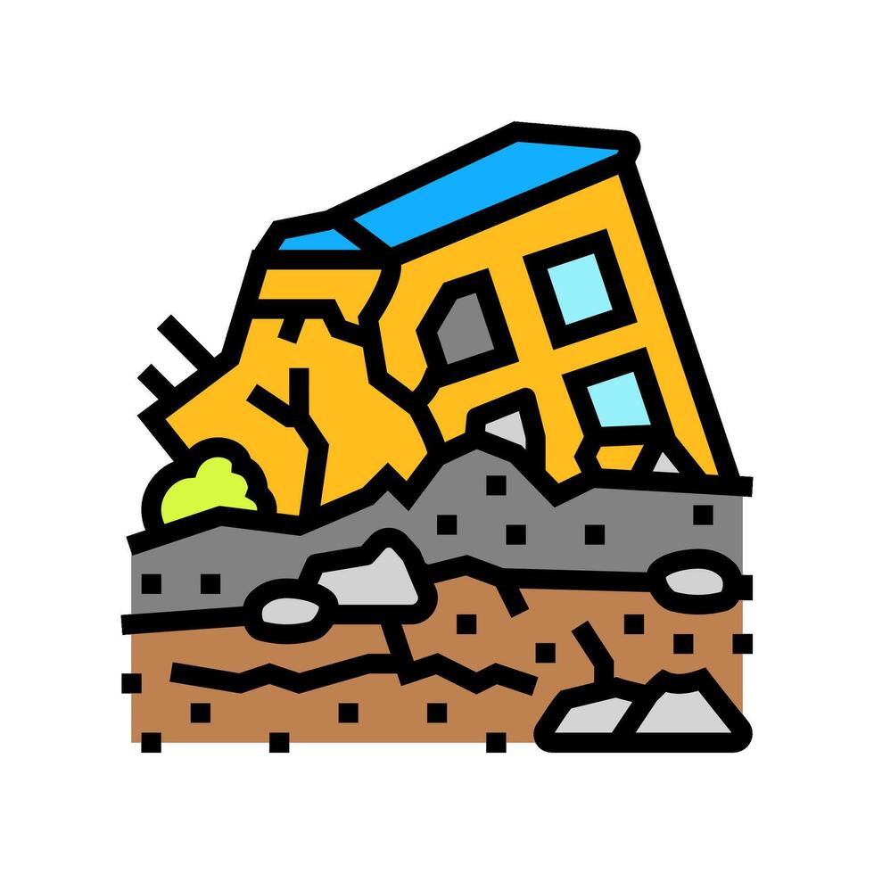destroyed landscape radiation radioactive pollution color icon illustration vector