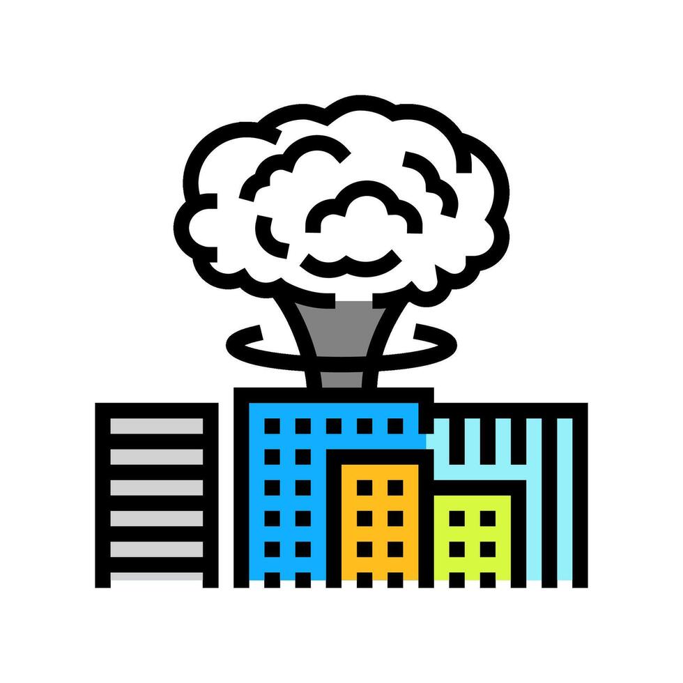 fallout on city skyline radioactive pollution color icon illustration vector