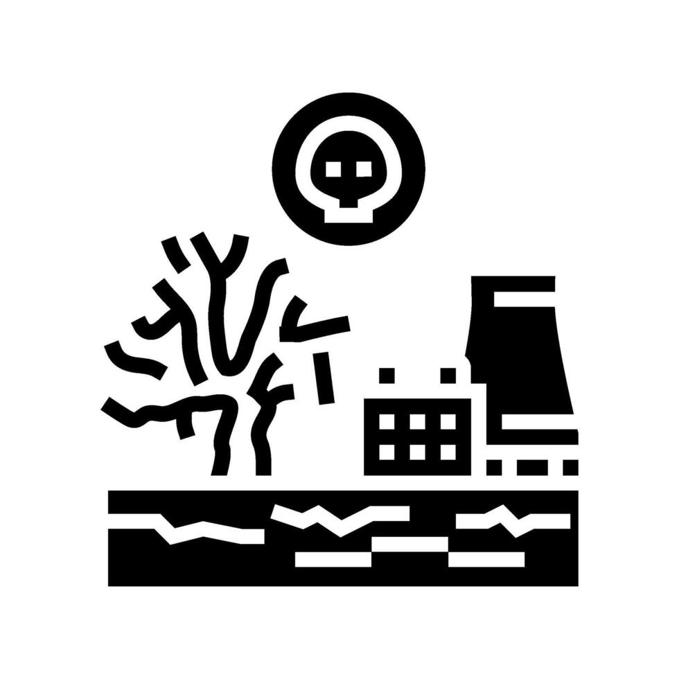 dead plants near site radioactive pollution glyph icon illustration vector