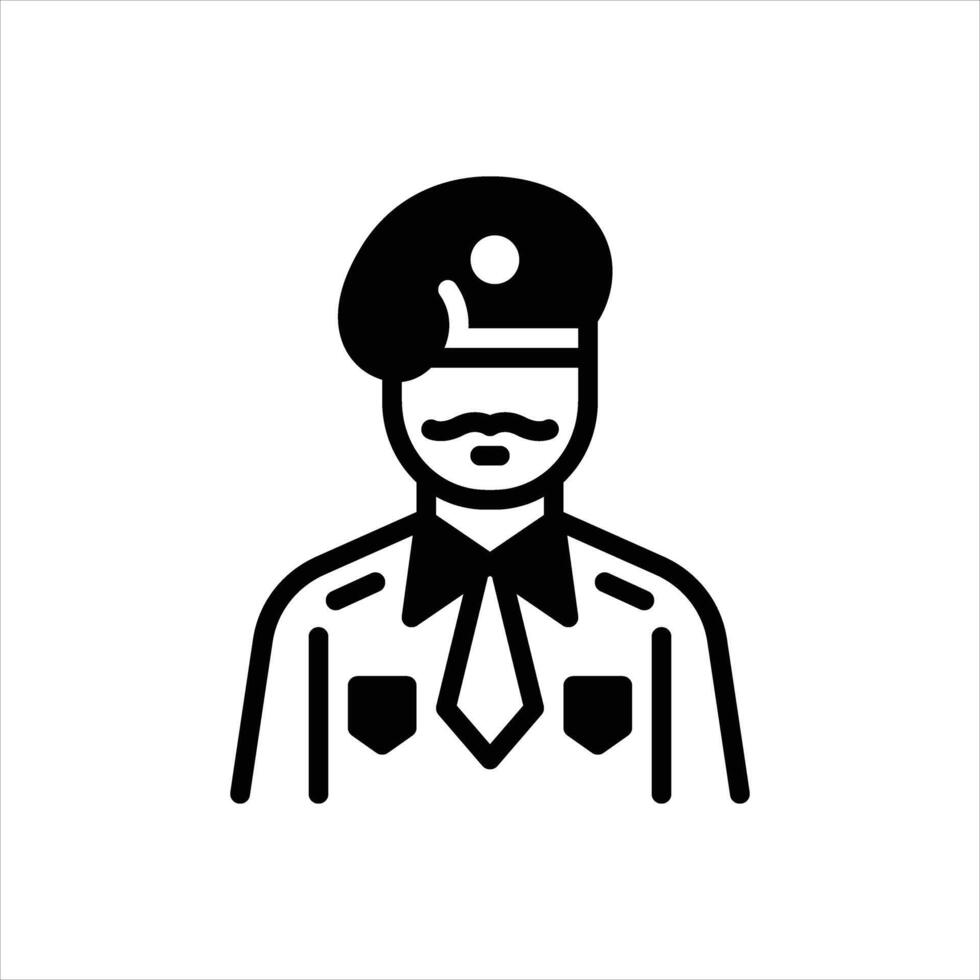 Solid icon soldier vector