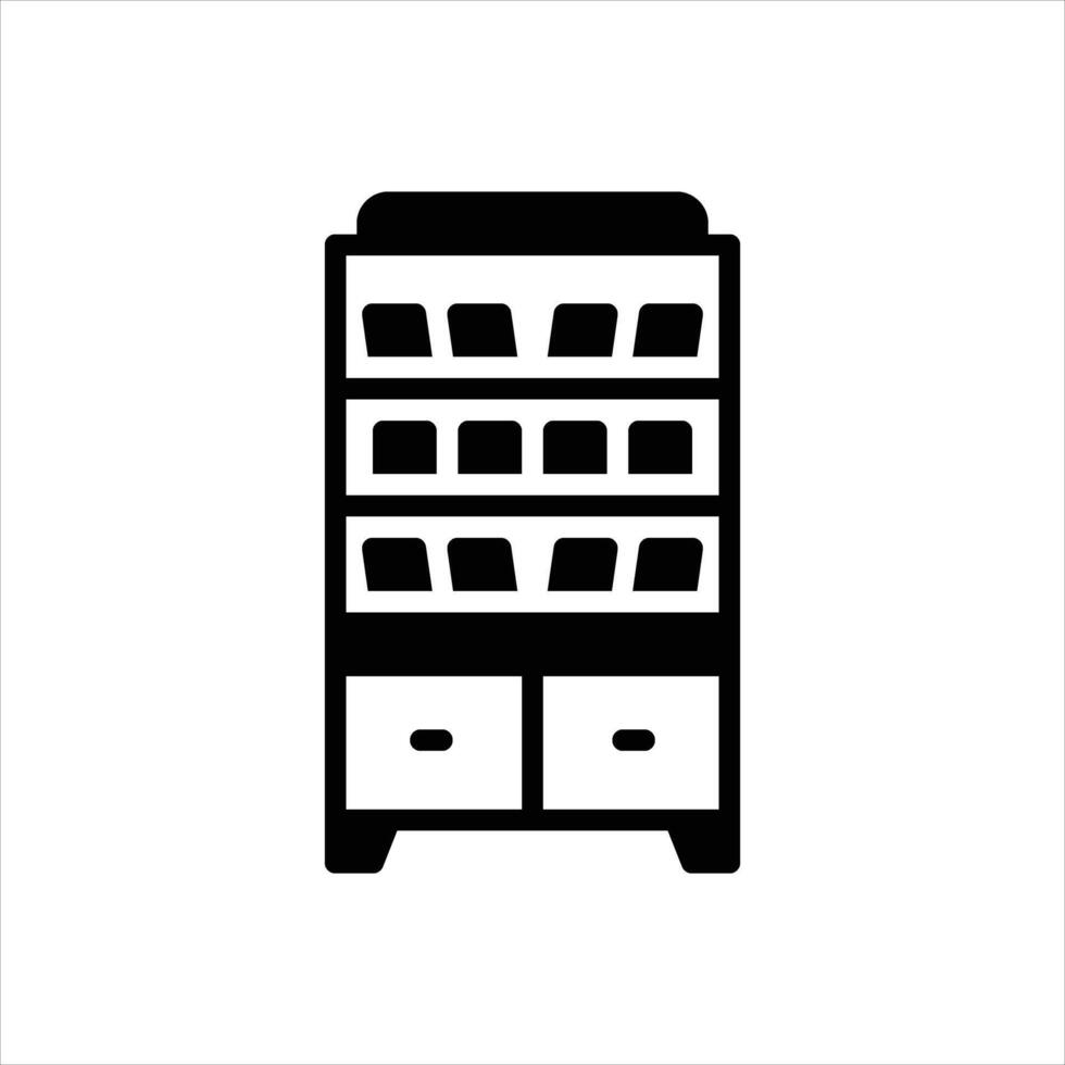 Solid icon bookshelf vector