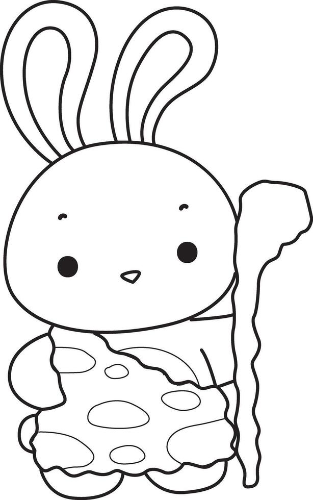 Outline of bunny with ancient outfit. Coloring pages of cute bunny icon. vector