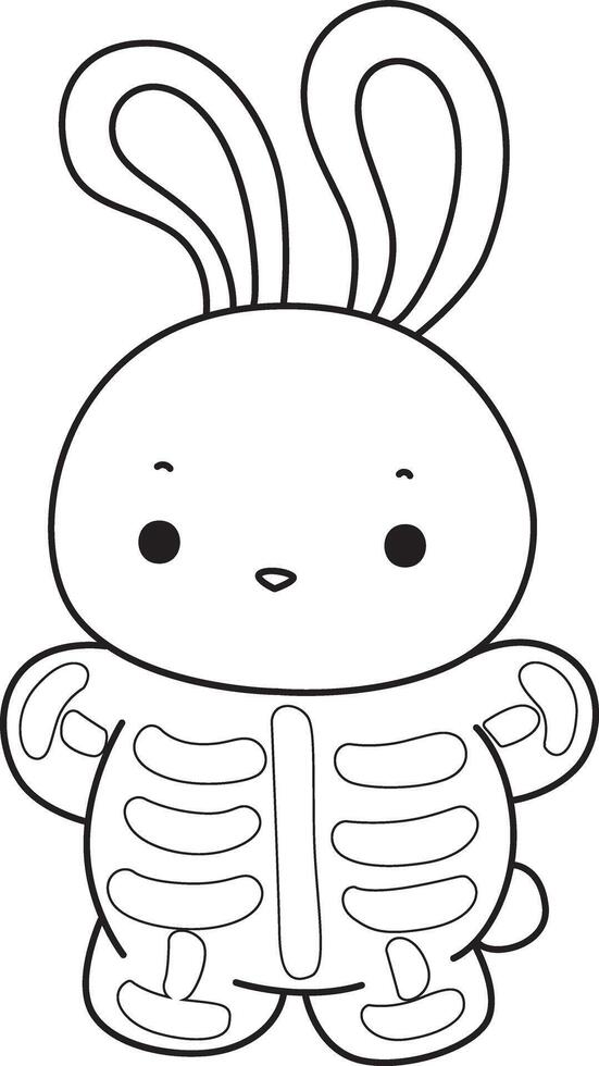 Outline of bunnyw earing a mummy costume. Coloring pages of cute bunny icon. vector