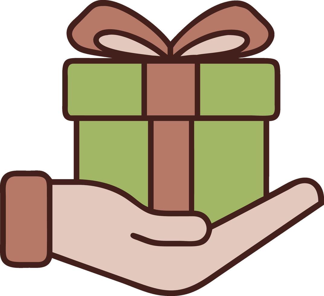 Hand Offering a Green Gift Box Giving Present Surprise Celebration Festive Holidays Birthday Giving vector