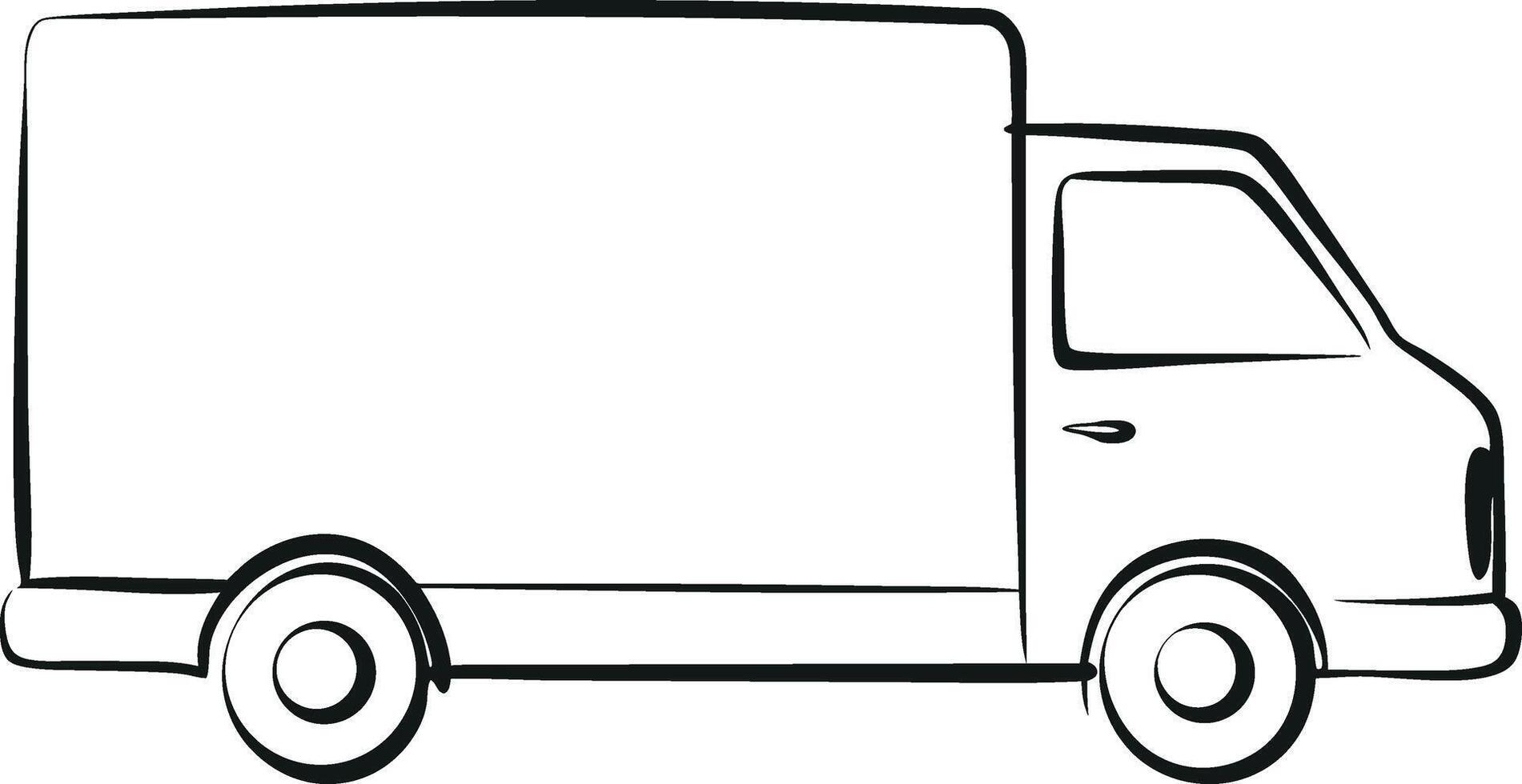 Delivery Truck Illustration Simple Outline Drawing vector