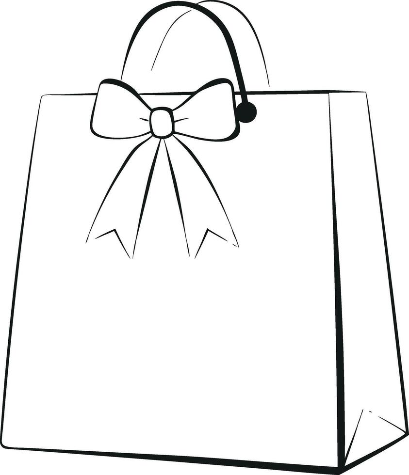 Shopping Bag Line Art Illustration vector
