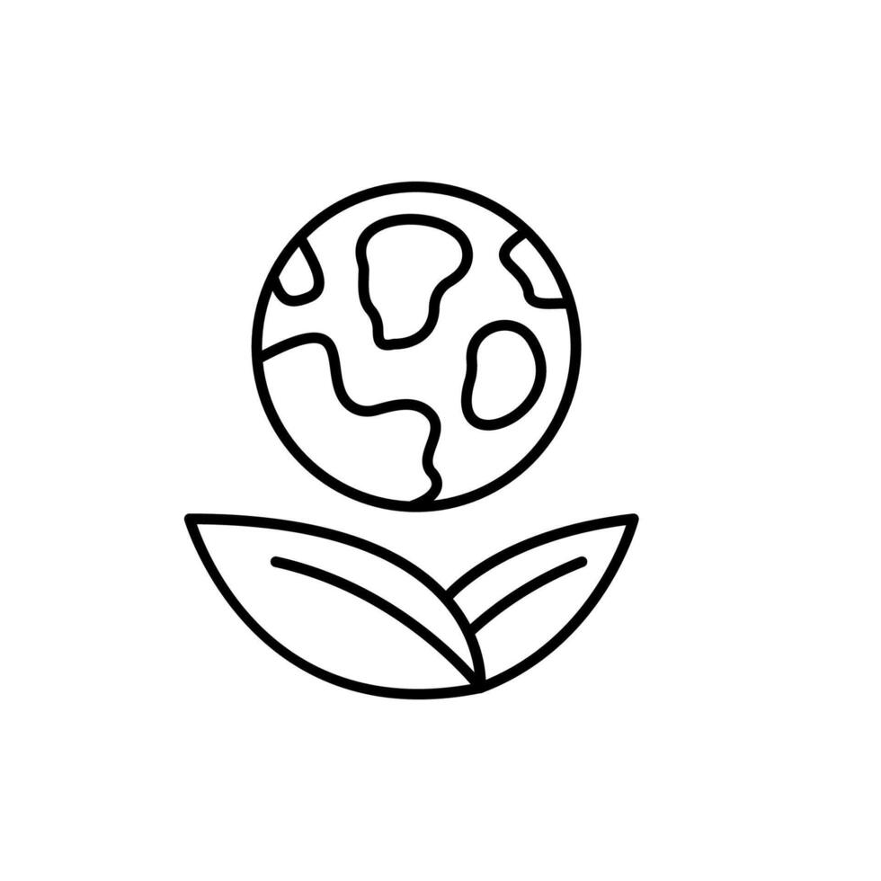 Leaf under Earth or Globe Outline Image for Graphic and Web Design, Apps, Adverts, Various Cards vector