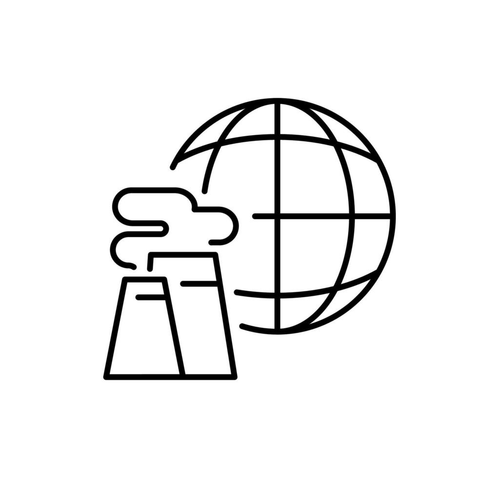 Factory by Earth or Globe Minimalistic Line Icon for Web and Graphic Design, Apps, Banners, Social Network and Cards vector